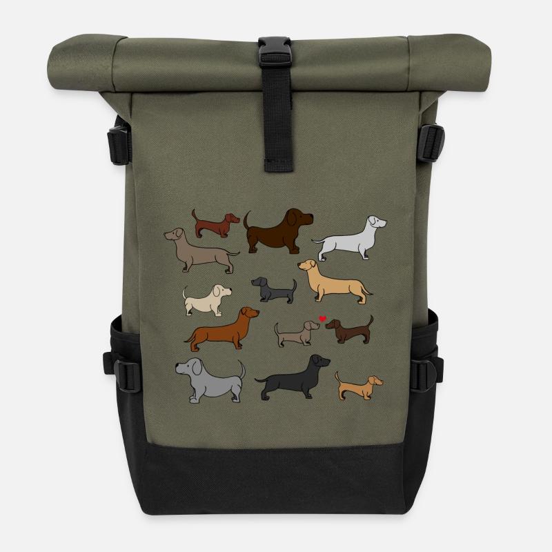super süße Dackel , Geschenkidee , Poster - Rolltop Rucksack - Olive/Schwarz