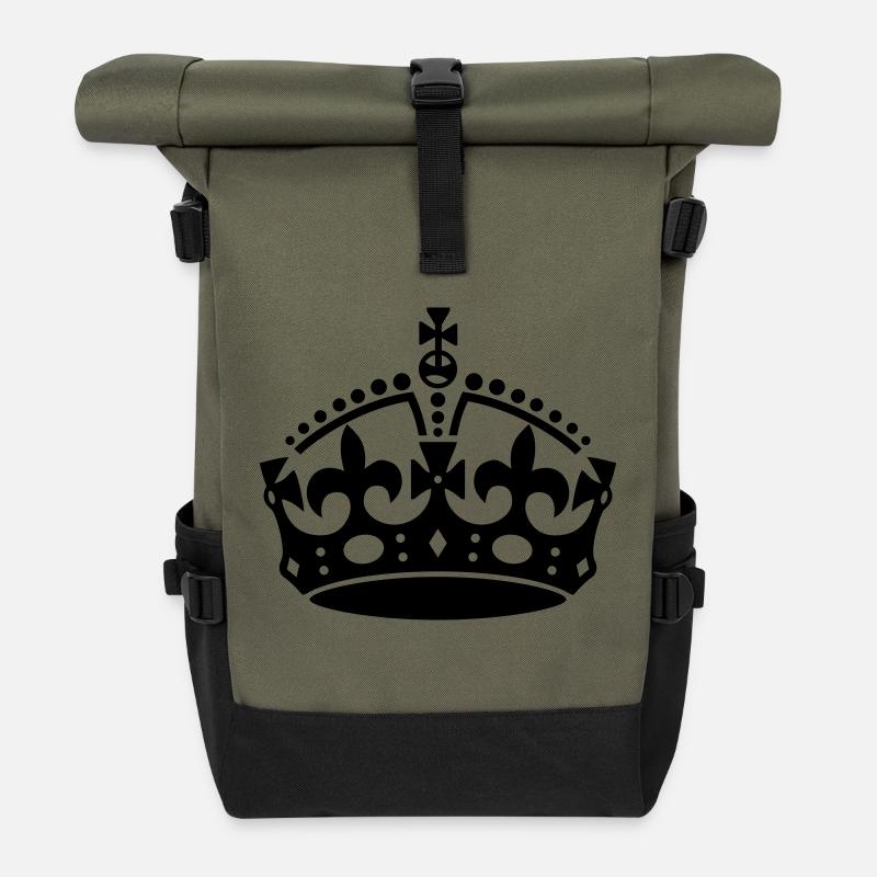 Keep Calm Crown - Roll Top Backpack - olive/black
