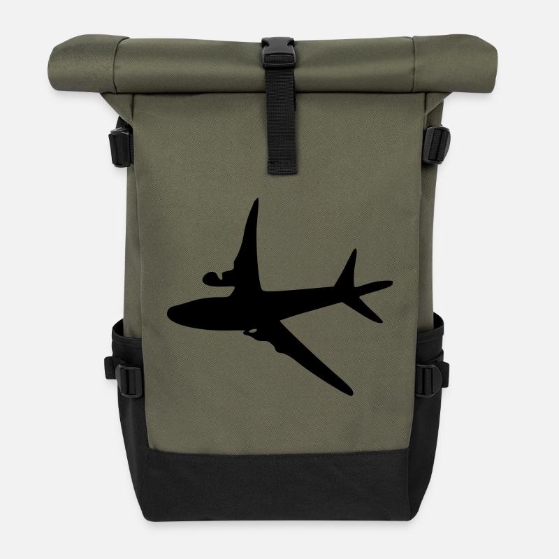 Flugzeug -6 - Rolltop Rucksack - Olive/Schwarz