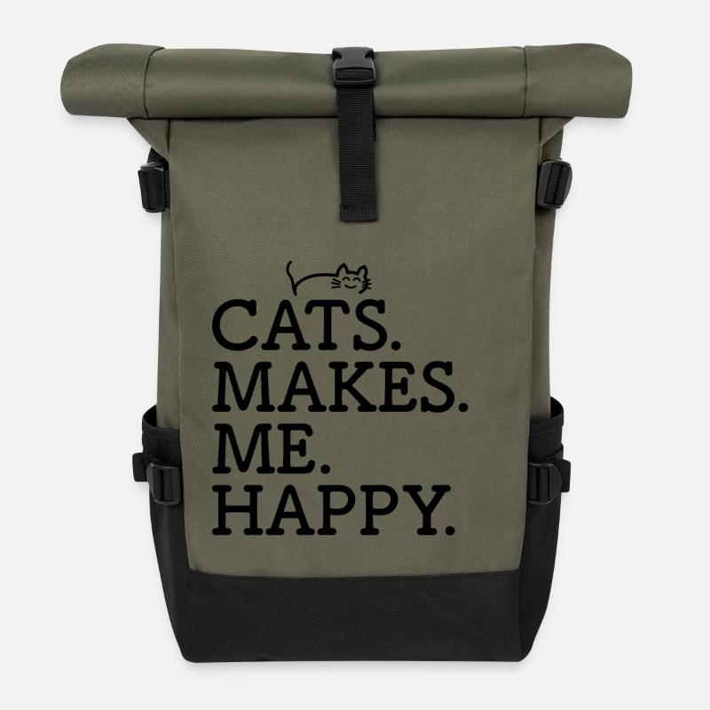 Chat chat chats titulaire chaton cadeau - Sac à dos roll top - olive/noir