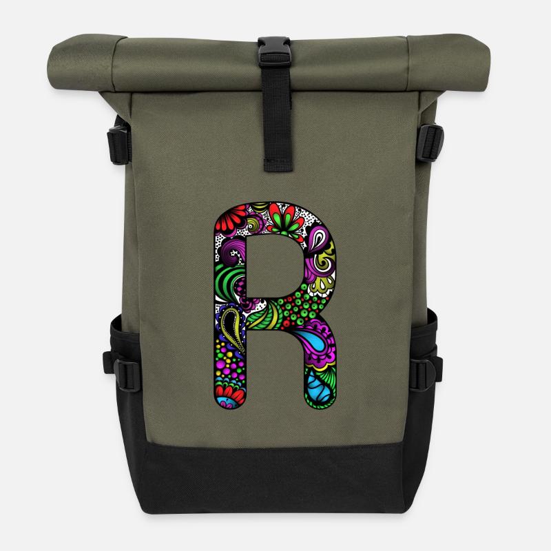 R - Sac à dos roll top - olive/noir