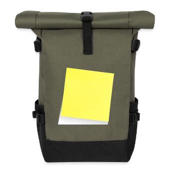 note jaune , adhésif , sticky note - Sac à dos roll top - olive/noir - Devant