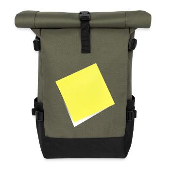 note jaune , adhésif , sticky note - Sac à dos roll top - olive/noir - Devant