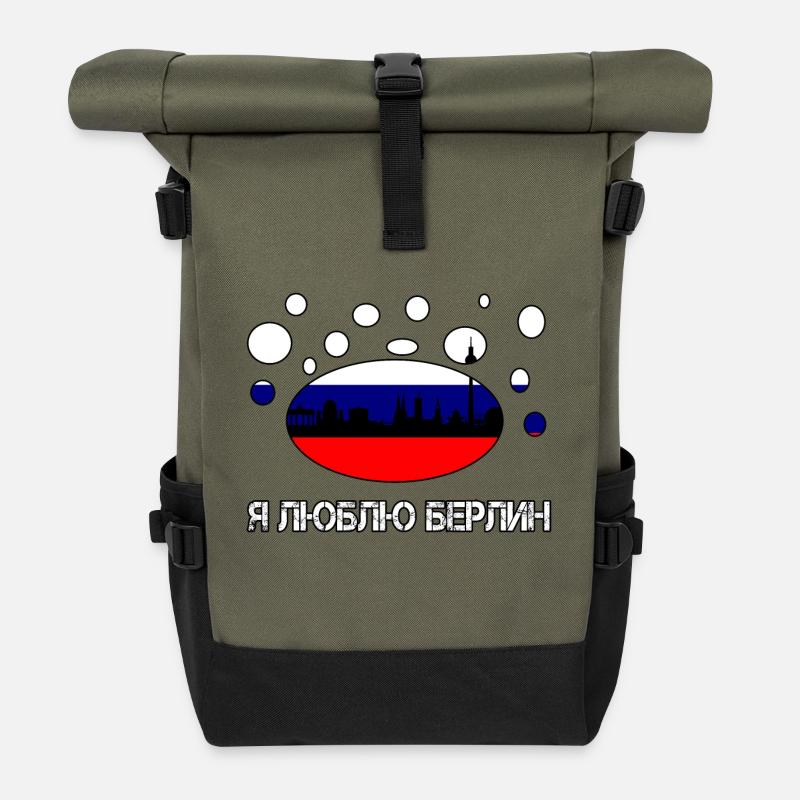 Ich Liebe Berlin Russisch Russia русский - Rolltop Rucksack - Olive/Schwarz