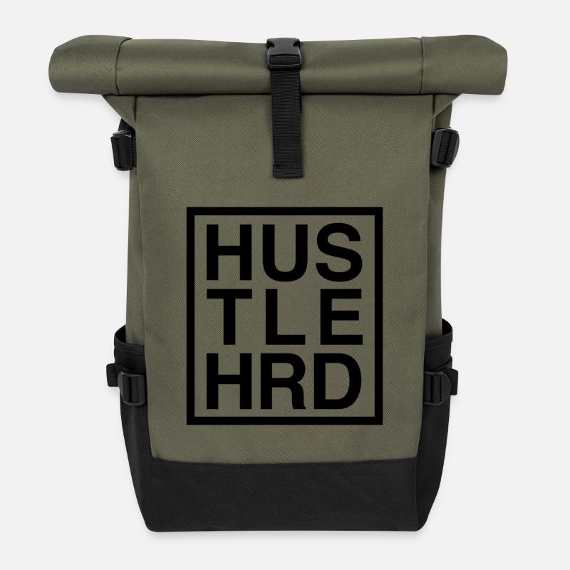 HUSTLE HARD / HUSTLE HRD - Rolltop Rucksack - Olive/Schwarz