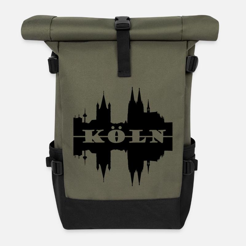Koeln skyline silhouette - Roll Top Backpack - olive/black