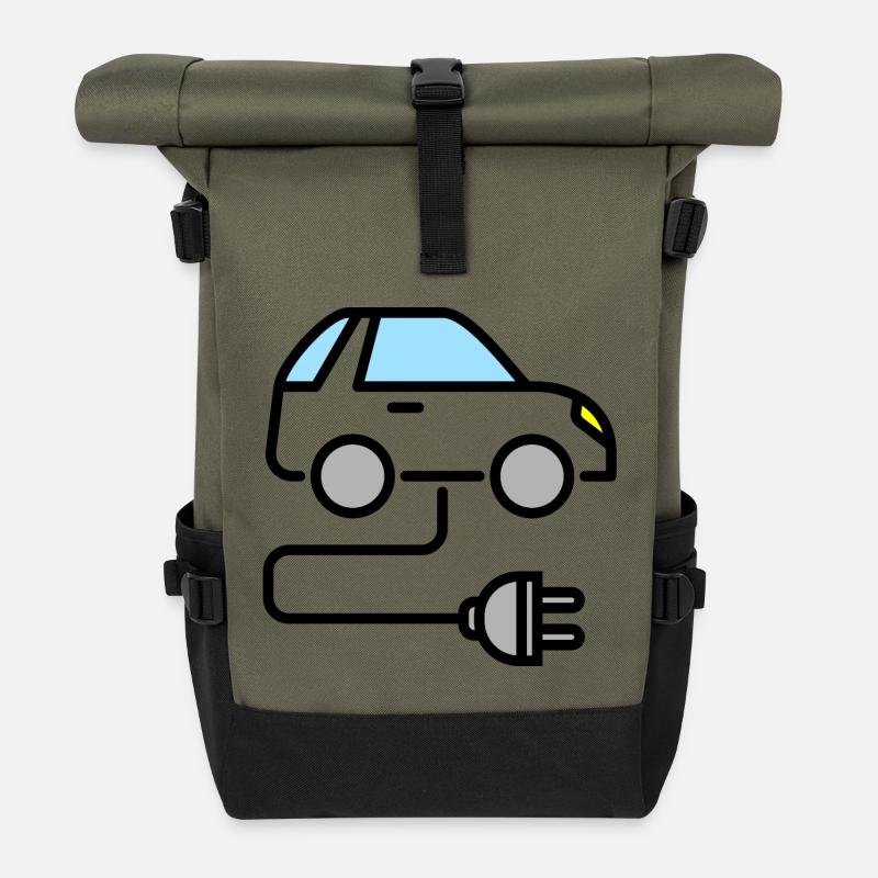 voiture électrique - Sac à dos roll top - olive/noir