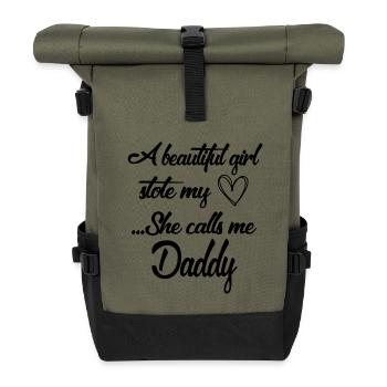 Vater Vatertag Papa Tochter Geschenk Spruch Herz - Rolltop Rucksack - Olive/Schwarz - Vorne