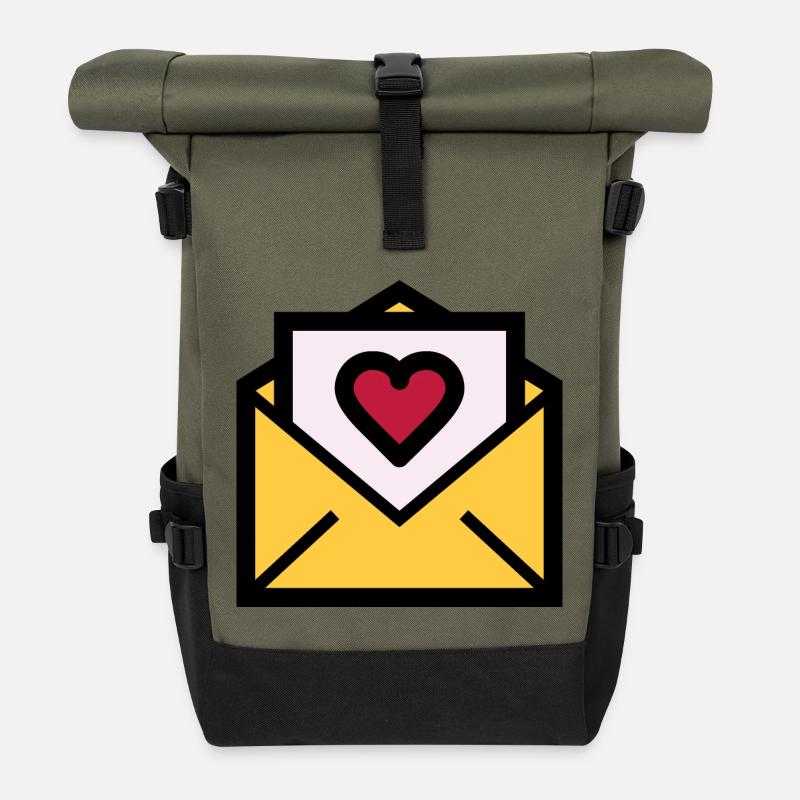 Love letter for Valentine's Day - Roll Top Backpack - olive/black