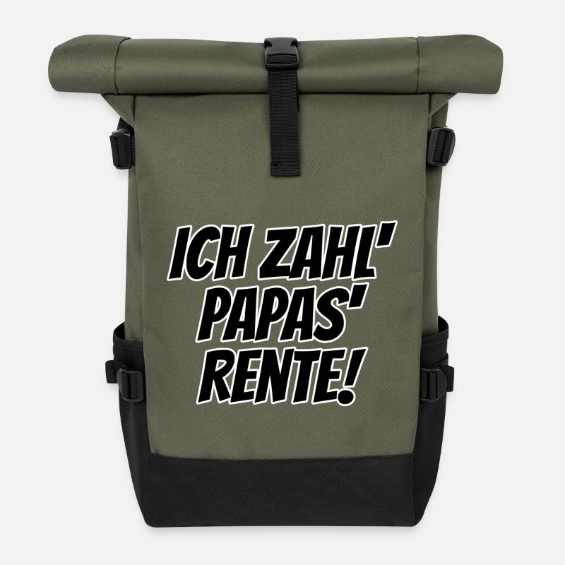 Ich zahl' Papas Rente! - Rolltop Rucksack - Olive/Schwarz