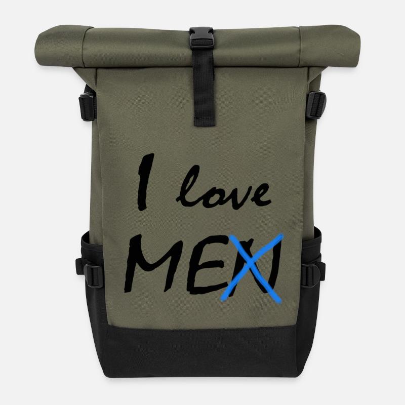 I love myself - Roll Top Backpack - olive/black