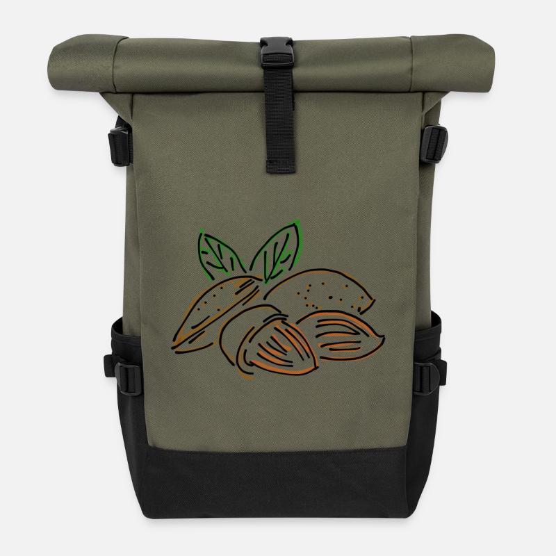 amande - Sac à dos roll top - olive/noir
