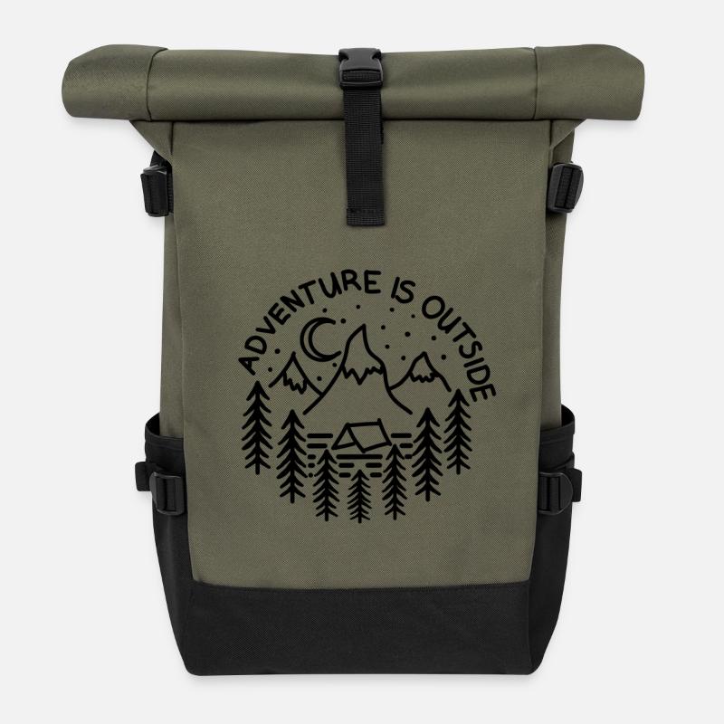 Adventure is outside - Rolltop Rucksack - Olive/Schwarz