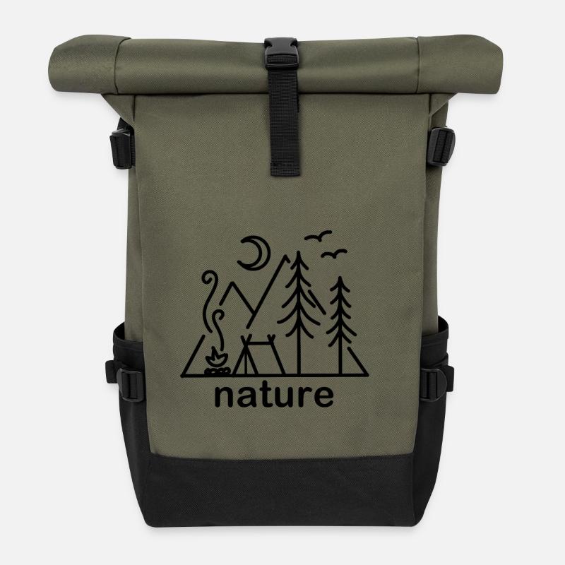 nature Natur - Rolltop Rucksack - Olive/Schwarz