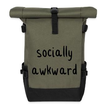 socially awkward - Rolltop Rucksack - Olive/Schwarz - Vorne