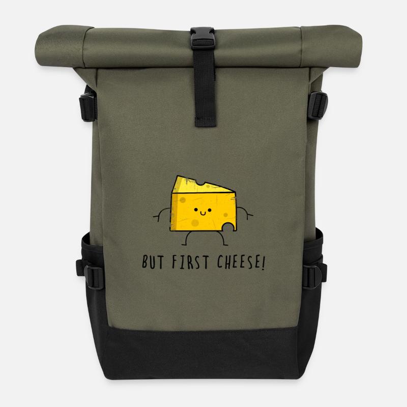 Cheese Cheese Gauda - Roll Top Backpack - olive/black