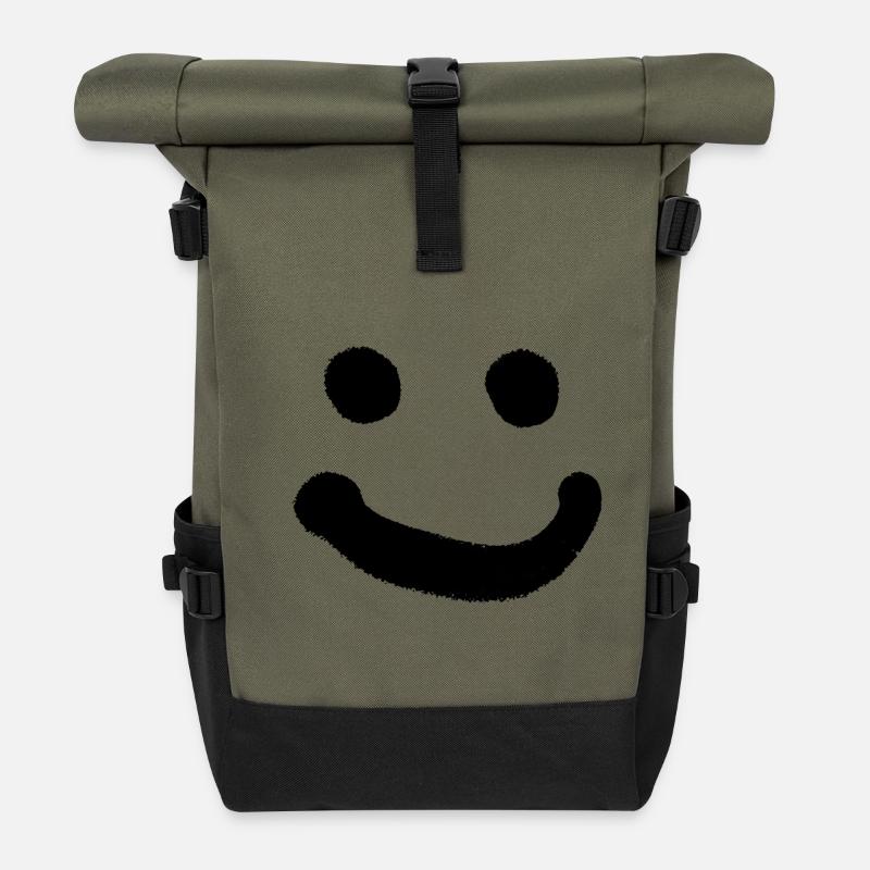 smiley - Roll Top Backpack - olive/black