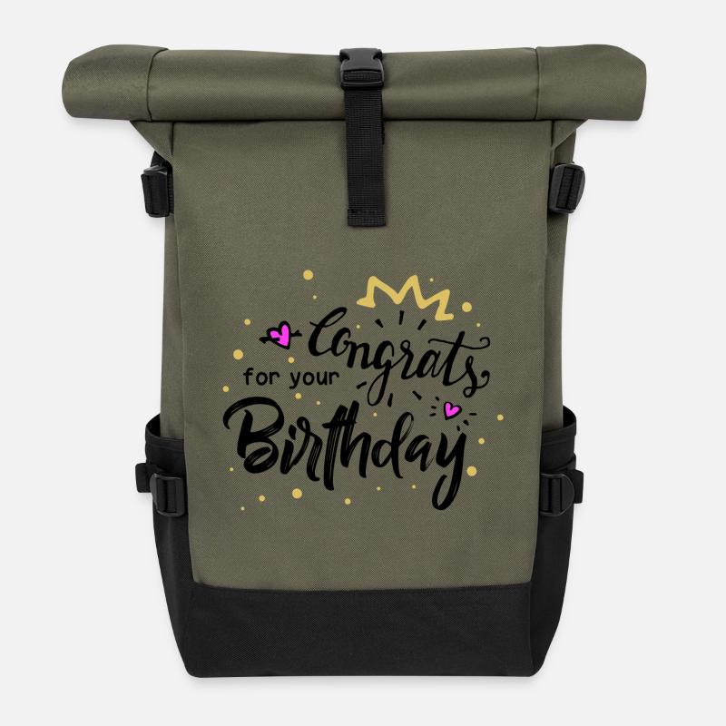 Félicitations anniversaire - Sac à dos roll top - olive/noir