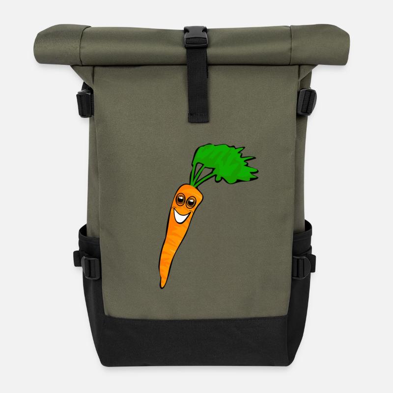 Carrot laughing - Roll Top Backpack - olive/black