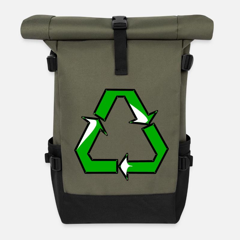 Recyclage - Sac à dos roll top - olive/noir