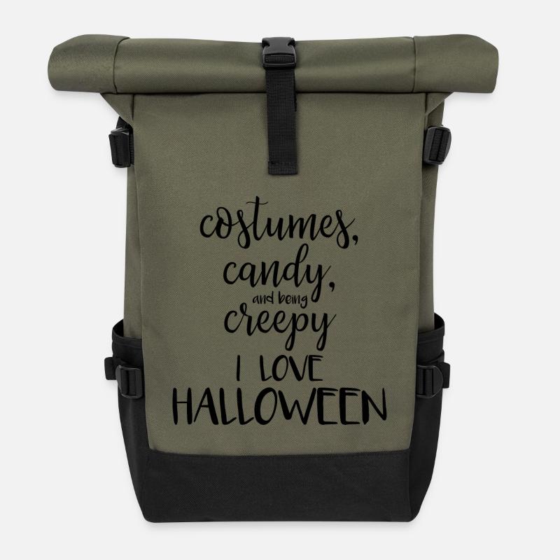 I love Halloween - Roll Top Backpack - olive/black