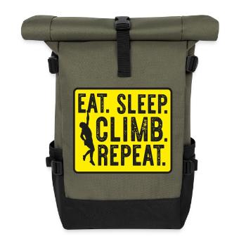 Freiklettern – Klettern – Sport - Hobby - Rolltop Rucksack - Olive/Schwarz - Vorne