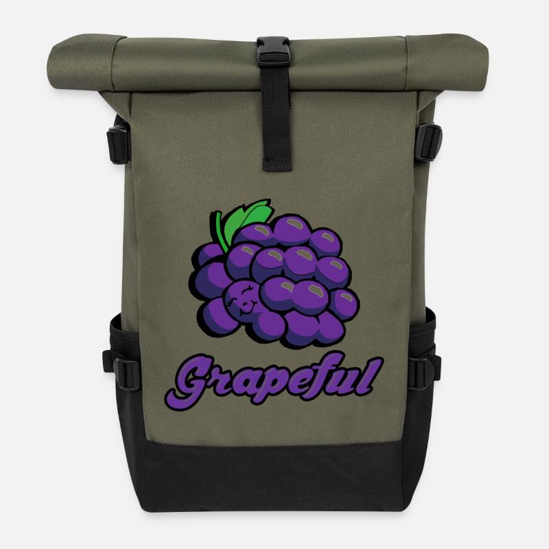 Be Grapeful ! - Rolltop Rucksack - Olive/Schwarz