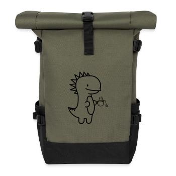 Café au thé de dinosaure - Sac à dos roll top - olive/noir - Devant