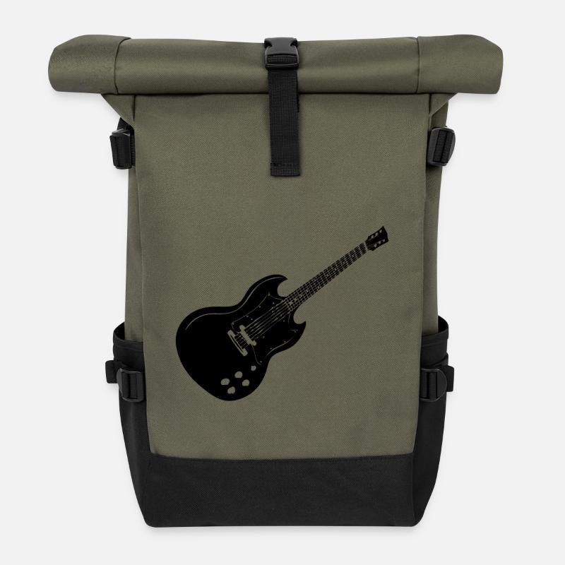 Gitarre | Musiker | Musik - Geschenkidee - Rolltop Rucksack - Olive/Schwarz