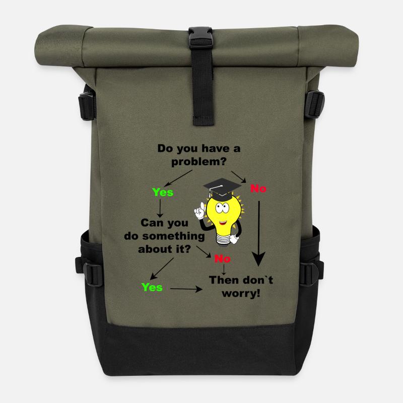 Do you have problem student student gift idea - Roll Top Backpack - olive/black