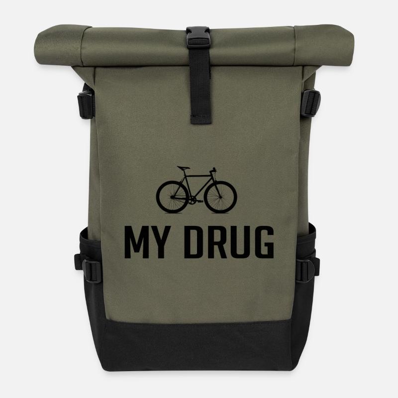 Fahrrad Bike Spruch - Rolltop Rucksack - Olive/Schwarz