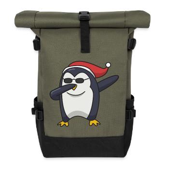 Penguin Dabbing Christmas Gift Hip Hop Cool - Roll Top Backpack - olive/black - Front