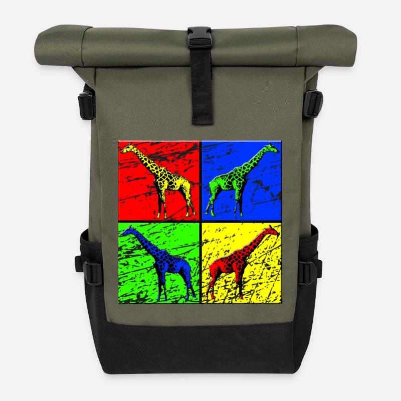 Giraffe - Rolltop Rucksack - Olive/Schwarz