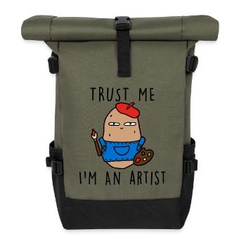 TRUST ME IM AN ARTIST - Roll Top Backpack - olive/black - Front
