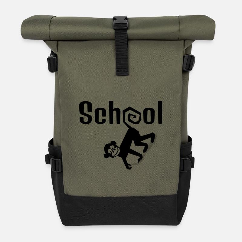 Schule - Rolltop Rucksack - Olive/Schwarz