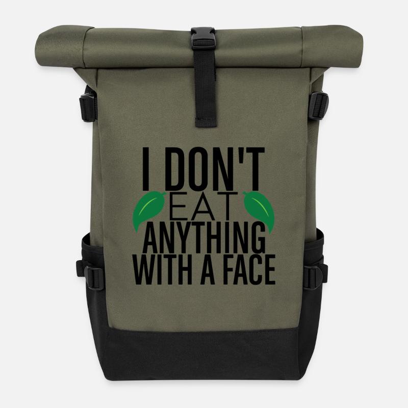 Veganer Vegetarier Tierschutz Geschenkidee - Rolltop Rucksack - Olive/Schwarz