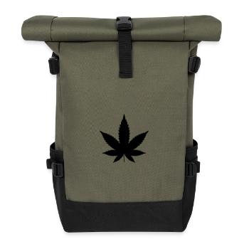 Canabis leaf, hemp leaf, marijuana - Roll Top Backpack - olive/black - Front