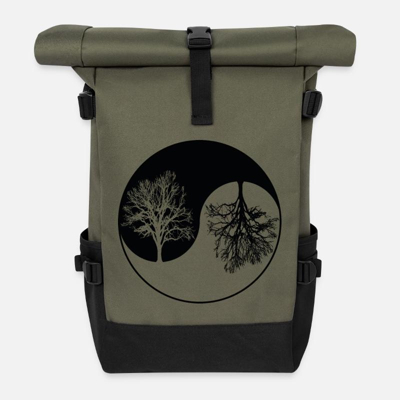 Ying-Yang-Baum - Rolltop Rucksack - Olive/Schwarz