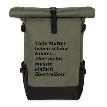 Lustiger Spruch - Rolltop Rucksack - Olive/Schwarz - Vorne
