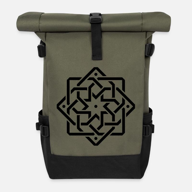 islamic art - Roll Top Backpack - olive/black