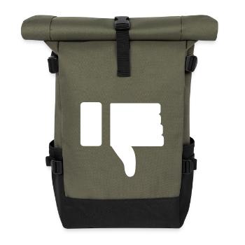I Dislike Social Media Icon (Thumbs down) - Roll Top Backpack - olive/black - Front