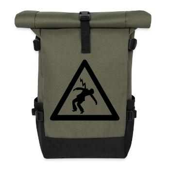 elektriker blitzschlag signalisiert gefahr - Rolltop Rucksack - Olive/Schwarz - Vorne