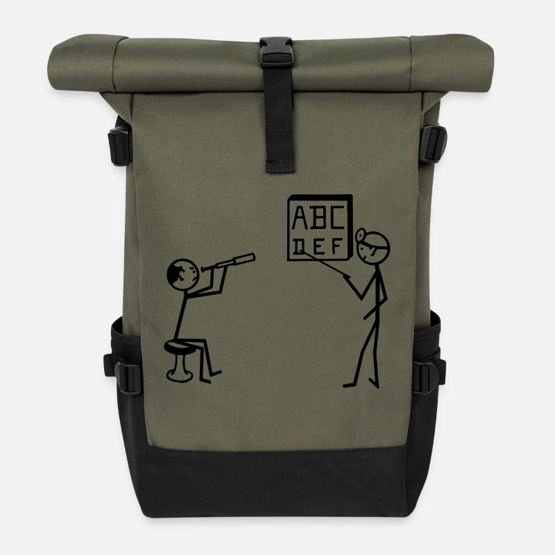 Augenarzt, Sehtest - Rolltop Rucksack - Olive/Schwarz