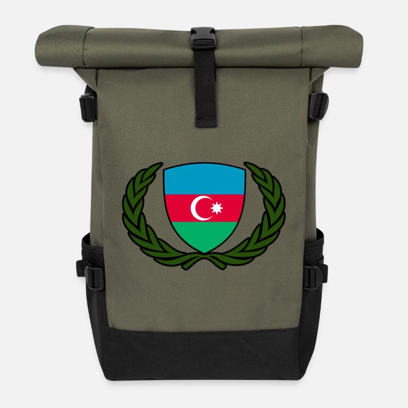 aserbaidschan flagge wappen logo aserbaidschan - Rolltop Rucksack - Olive/Schwarz