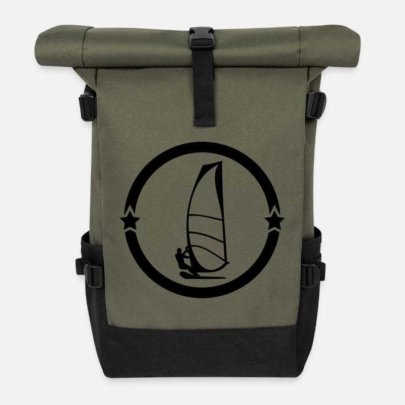 Windsurfen / Windsurfer / Windsurf / Windsurfing - Rolltop Rucksack - Olive/Schwarz