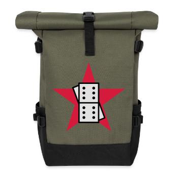 Domino / Dominoes / Spiel / Spieler - Rolltop Rucksack - Olive/Schwarz - Vorne