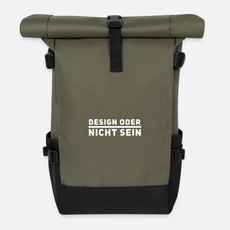 Design oder nicht sein cool Spruch Agentur Design - Rolltop Rucksack - Olive/Schwarz