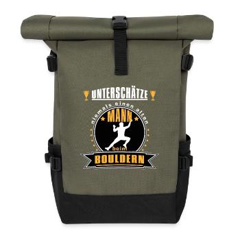 Alter Mann Bouldern - Rolltop Rucksack - Olive/Schwarz - Vorne