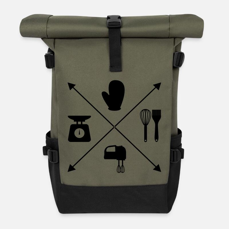 Backen - Rolltop Rucksack - Olive/Schwarz