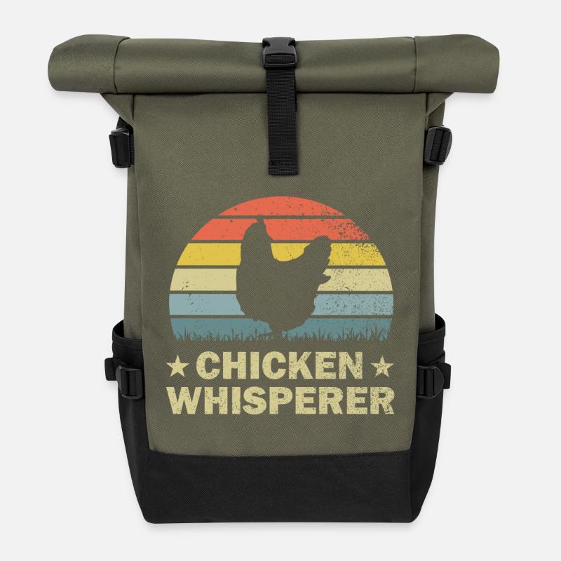 Huhn Hühner - Rolltop Rucksack - Olive/Schwarz